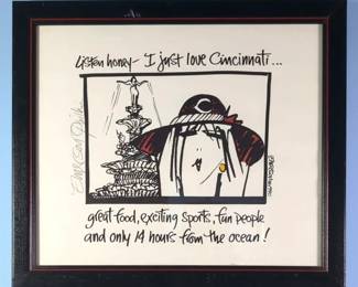 Emerson Quillin Cincinnati Cartoon Print, 1990 Signed