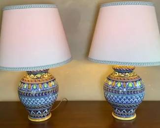 Hand Painted Italian Majolica Lamps