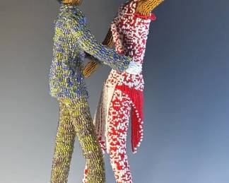 African Seedbeads Sculpture of Dancers by Artist Joyce J. Scott