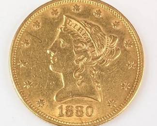 01 1880 Liberty Head $10 Gold Eagle Coin