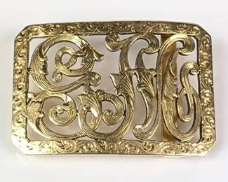 14K Yellow Gold Flourish Belt Buckle, 21.80g
