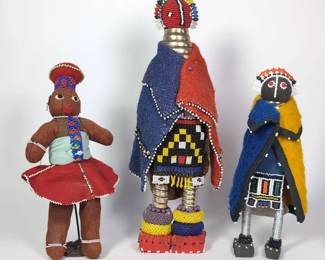 Handmade Beaded African Ndebele and Zulu Dolls