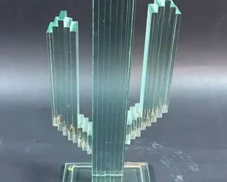 Stacked Glass Cactus Sculpture 