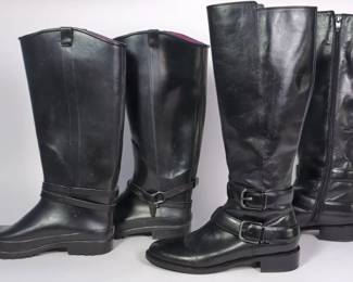 Via Spiga Black Leather  Sperry Top Sider Rubber Boots