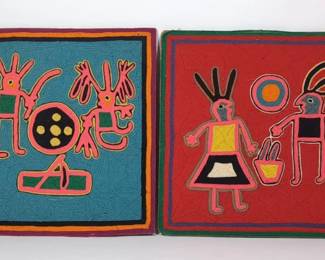 Mexican Huichol Indian Yarn Art, Vintage 