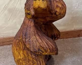 Handcrafted Wooden Bear Sculpture 