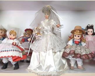 Madame Alexander Dolls And Vintage Barbie in Wedding Dress