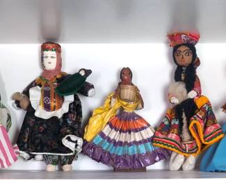 Folk Art Dolls In Traditional Dress, Vintage