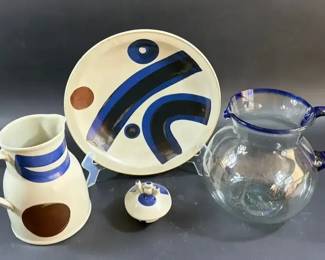 Iron Mountain Stone Ware Plus Glass Pitcher 