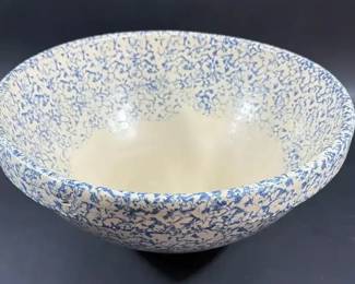 Roseville Pottery Blue Spongeware Dough Bowl