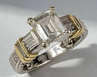 Platinum And 18K Diamond Ring With Laurel Design Accents  Appraisal