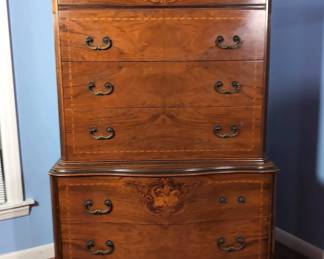 Chest On Chest With Marquetry Inlay, Vintage
