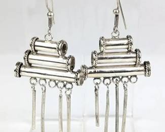 Sterling Graduated Tube Drop Earrings