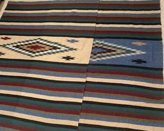 2 Large Vintage Woven Mexican Blankets