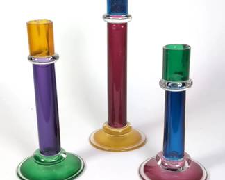 Chatham Glass Candle Holders, Set of Three, Vintage 