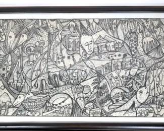 African Artist Tinka Adesakin Abstract Etchings, Framed