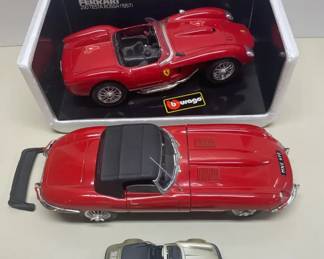 Ferrari, Jaguar, and Porsche Model Cars