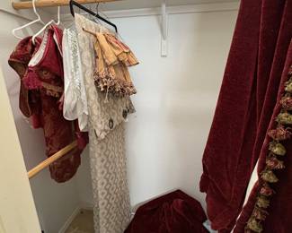 Heavy curtains w/ tassels and misc valences