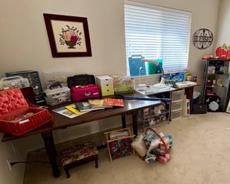 Thread& needles, art books(how to), pens, markers, pencils, sketch pads, paper and more