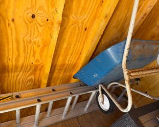 extension ladder; wheelbarrow