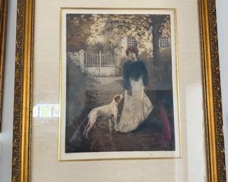 Manuel Robbe original aquatint "Femme au Chien"