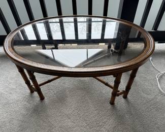 Vintage faux bamboo oval table