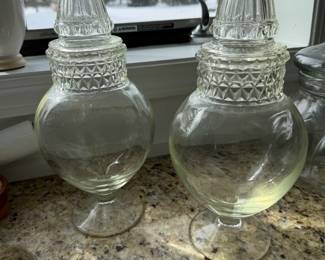 Pair of Vintage Tiffin Dakota Glass Apothecary Jars 13"
