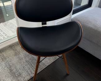 Cassie black faux leather Mid Century chair