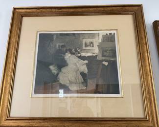 "Nocturne" by French artist Manuel Robbe, original color aquatint & etching