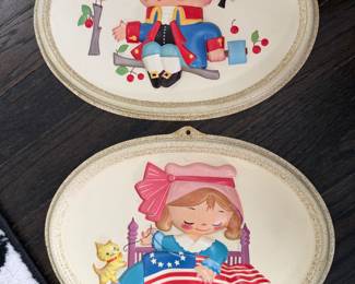 Vintage 1950s wall plaques designed by Mary Blair, vacu-form plastic