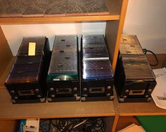 Boxes filled with CDs recorded for radio DJ play 