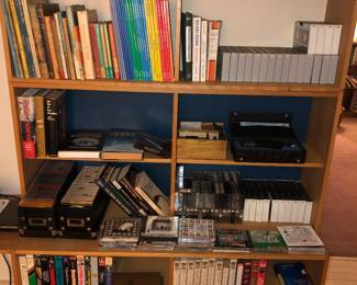 CDs, DVDs, Vhs tapes, cassette tapes 