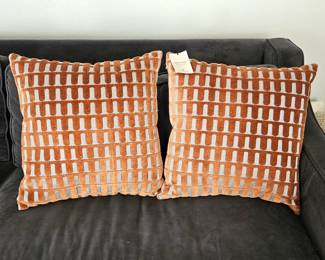 Set of 2 New 18” Brown & Silver Decorative Pillow Covers – Fair Trade