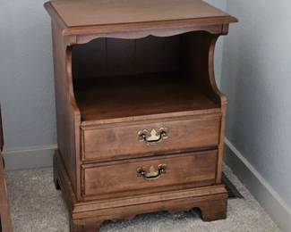 Heywood Wakefield Nightstand 2 Drawer Open Shelf Solid Wood Dovetailed