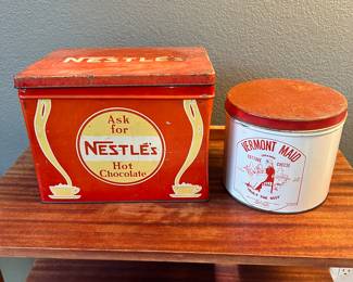 Vintage Nestlé's Hot Chocolate and Vermont Maid Cottage Cheese Tins Set
