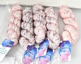 Leading Men Fiber Arts “Callback” Yarn Lot – Ballerina Pink w/ Silver Speckles – Sport Weight
