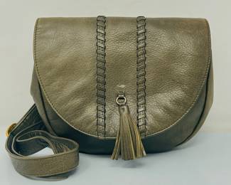 Osgoode Marley Elegant Olive Green Leather Crossbody Bag with Tassel Detail