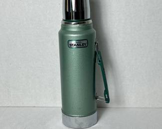 Vintage Stanley Aladdin Green Metal Thermos Bottle with Handle