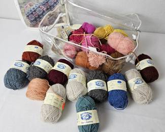 Large Jamieson’s Shetland Wool Yarn Lot – Double Knitting & Spindrift with Clear Storage Bag