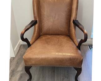 Old Hickory Tannery Leather English Library Chair – Nail head Trim- Restoration Hardware