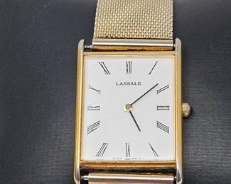  Lassale Gold Tone Rectangular Quartz Wristwatch – Japan Movement
