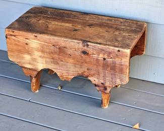 -Rustic Antique Wooden Bench – Primitive Farmhouse Stool – 23” Wide