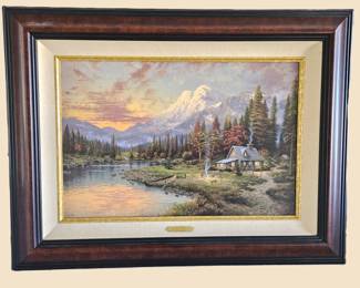 Thomas Kinkade “Evening Majesty” LE 612/4950 Framed w COA & Picture Light