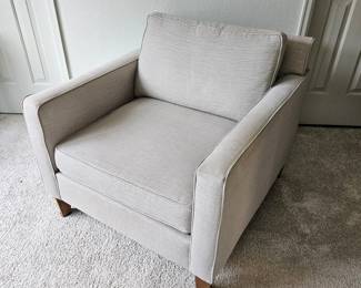  West Elm Armchair Gray White Upholstered Accent Chair 35x38 Modern