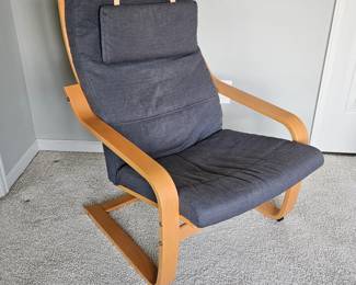  IKEA Poang Bentwood Lounge Chair Gray Cushion 26.5x34
