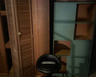 Mid century. Turquoise cabinet and new stool