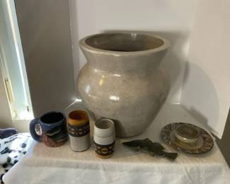Ceramic Signed Pottery And A Large Planter