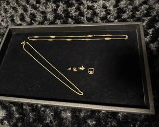 01 14K Gold Chain, 14K Gold Earrings, And More