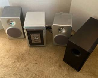 Small Fisher AM FM CD Player, Vizio Speaker And A iHome System