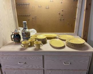 Ceramic Yellow Dish Set And Two Amazing Carafes 